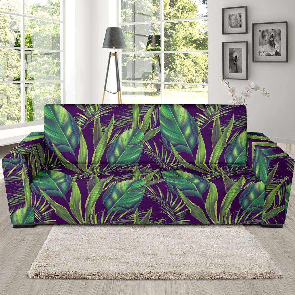 Palm Leaves Pattern Print Design PL03 Sofa Slipcover-JORJUNE.COM