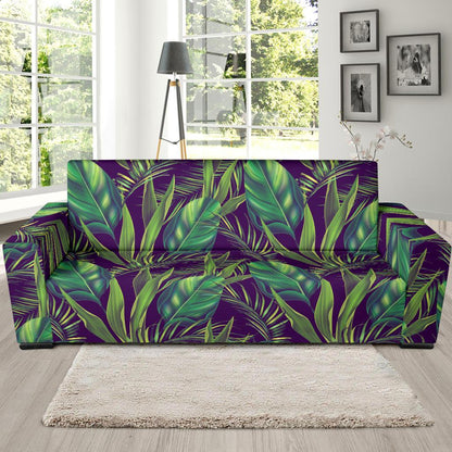 Palm Leaves Pattern Print Design PL03 Sofa Slipcover-JORJUNE.COM
