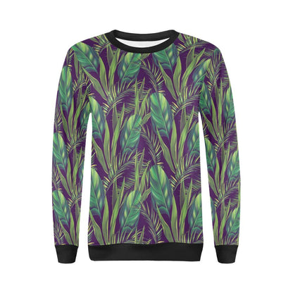 Palm Leaves Pattern Print Design PL03 Women Long Sleeve Sweatshirt-JorJune