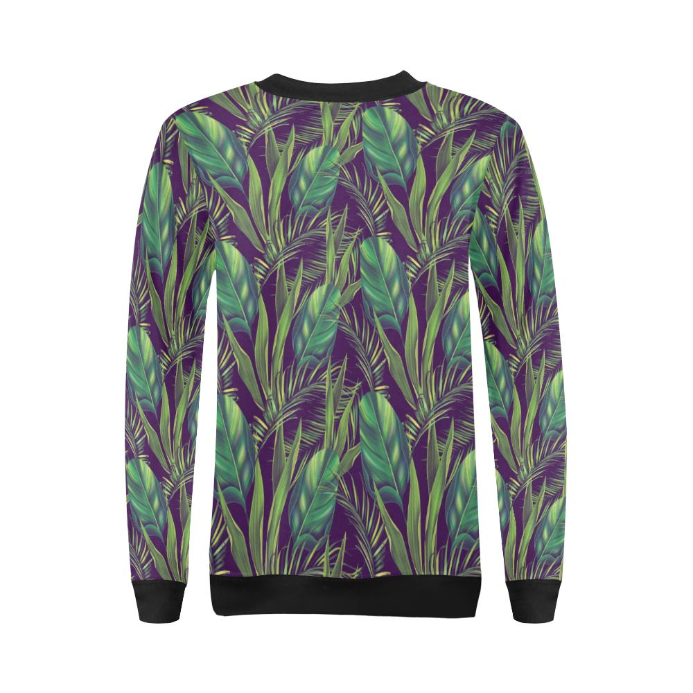 Palm Leaves Pattern Print Design PL03 Women Long Sleeve Sweatshirt-JorJune