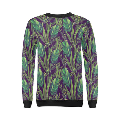 Palm Leaves Pattern Print Design PL03 Women Long Sleeve Sweatshirt-JorJune