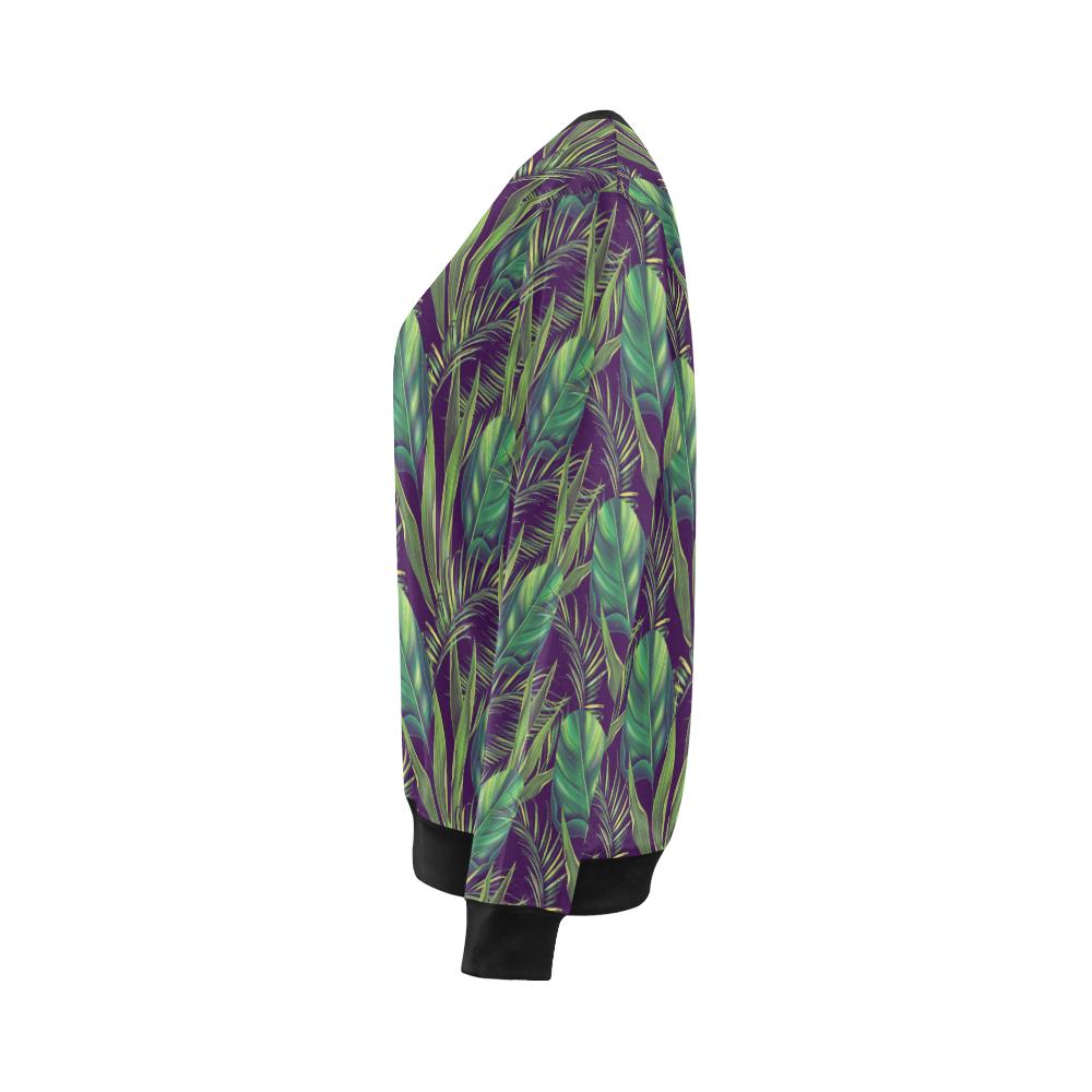 Palm Leaves Pattern Print Design PL03 Women Long Sleeve Sweatshirt-JorJune