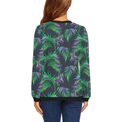 Palm Leaves Pattern Print Design PL04 Women Long Sleeve Sweatshirt-JorJune