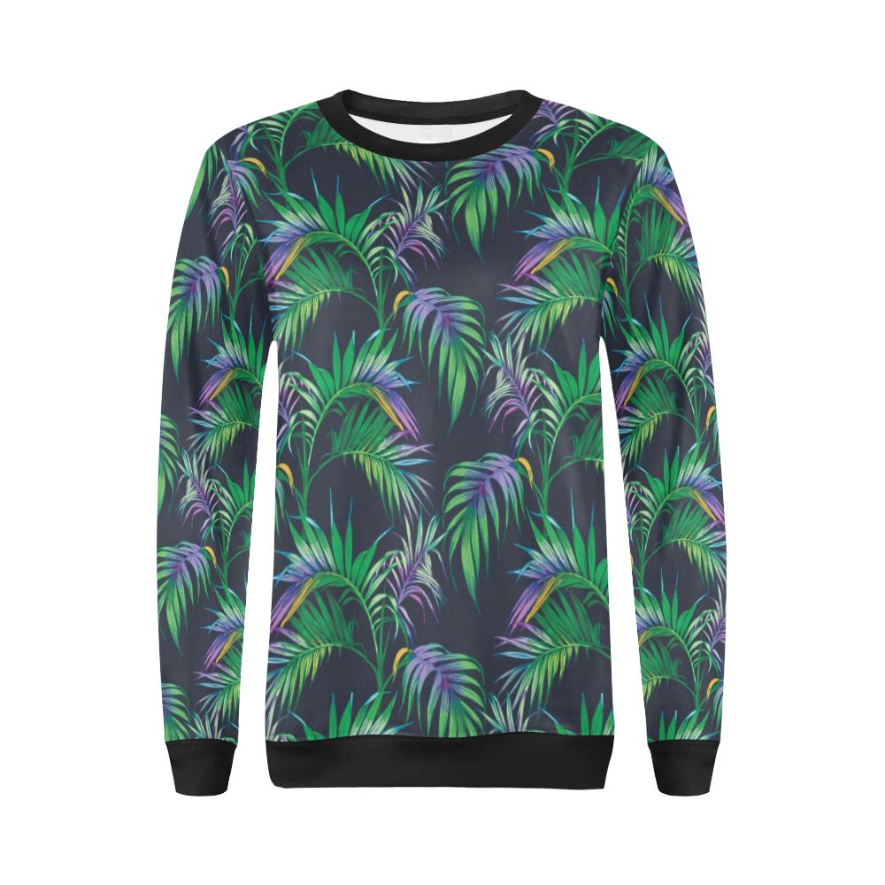 Palm Leaves Pattern Print Design PL04 Women Long Sleeve Sweatshirt-JorJune