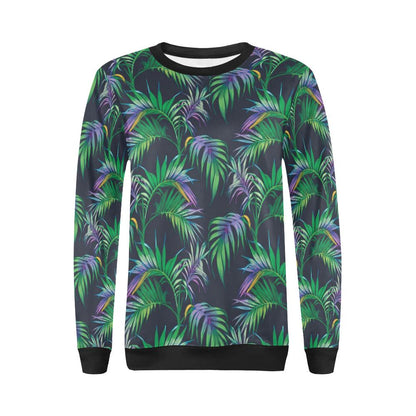 Palm Leaves Pattern Print Design PL04 Women Long Sleeve Sweatshirt-JorJune