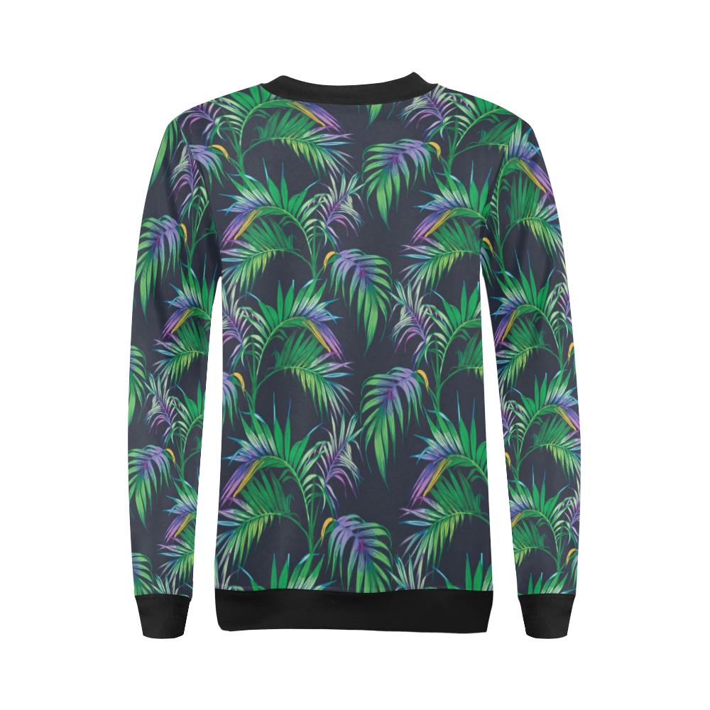 Palm Leaves Pattern Print Design PL04 Women Long Sleeve Sweatshirt-JorJune