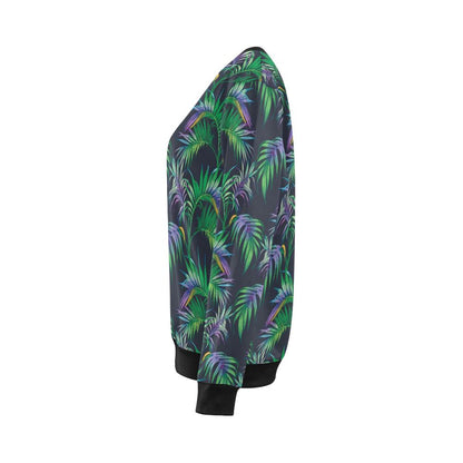Palm Leaves Pattern Print Design PL04 Women Long Sleeve Sweatshirt-JorJune