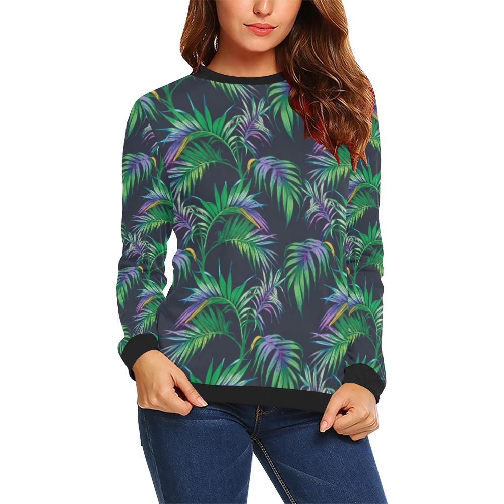 Palm Leaves Pattern Print Design PL04 Women Long Sleeve Sweatshirt-JorJune