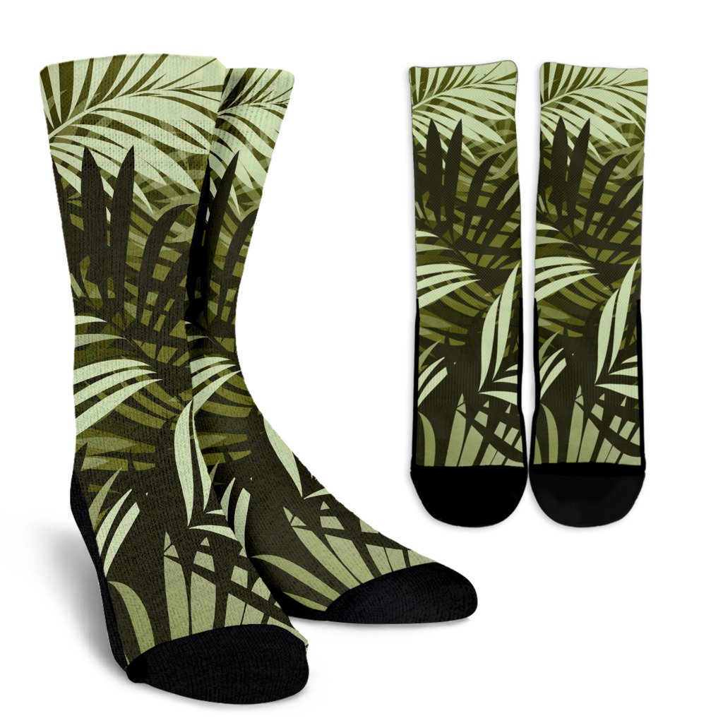 Palm Leaves Pattern Print Design PL05 Crew Socks-JORJUNE.COM