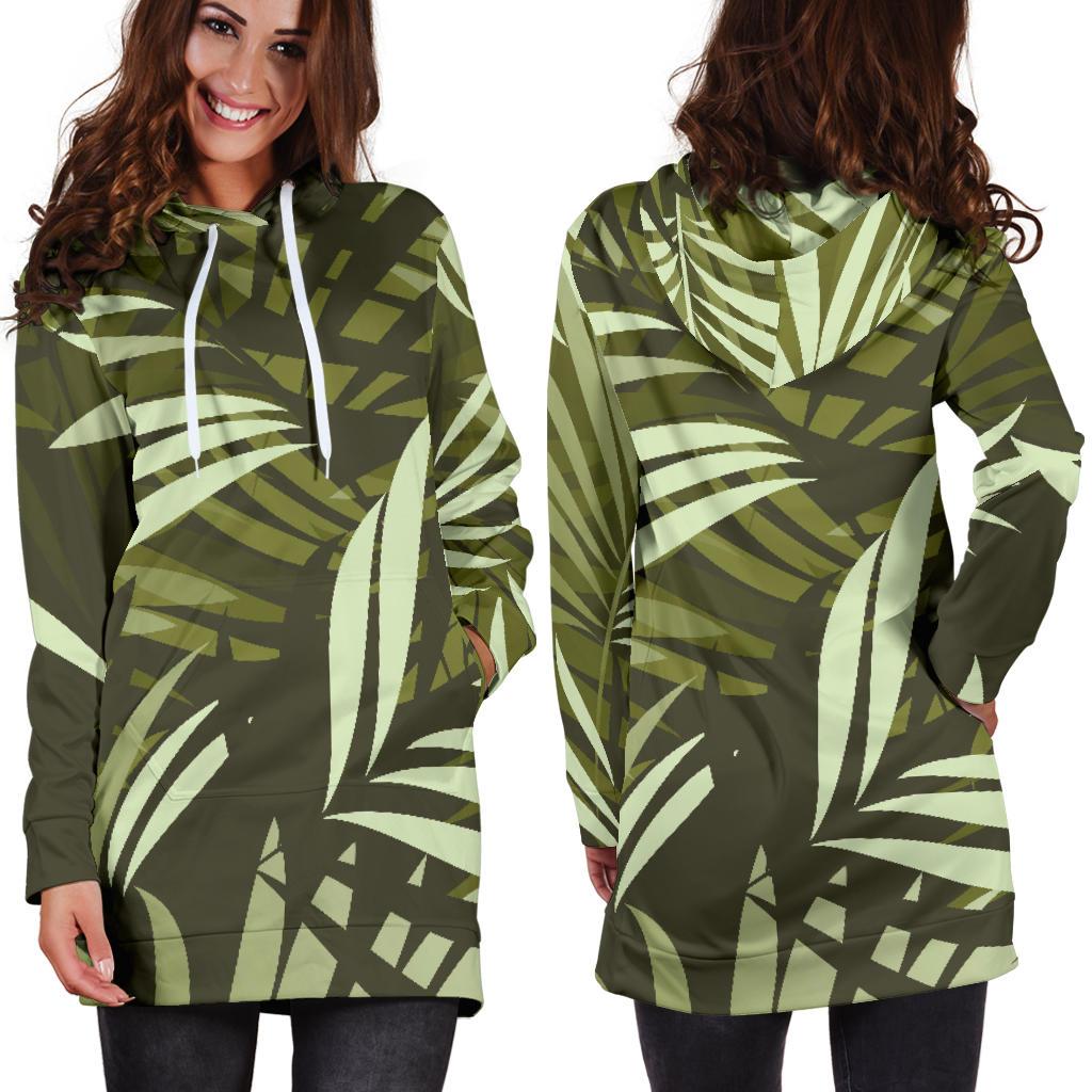 Palm Leaves Pattern Print Design PL05 Women Hoodie Dress