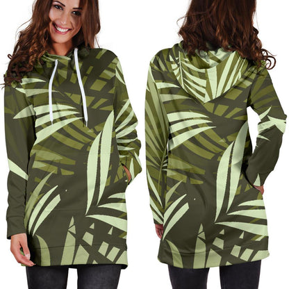 Palm Leaves Pattern Print Design PL05 Women Hoodie Dress