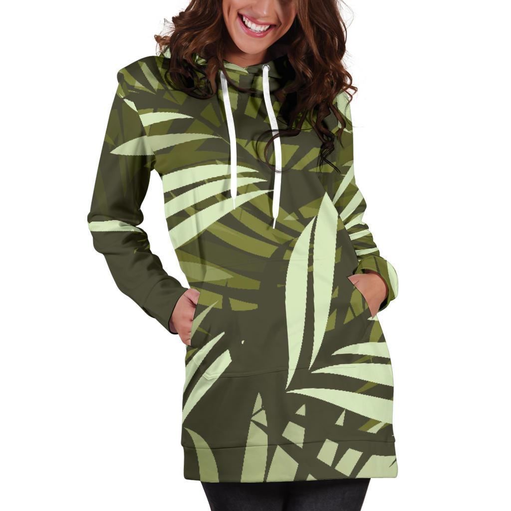 Palm Leaves Pattern Print Design PL05 Women Hoodie Dress