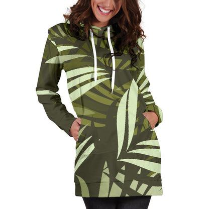 Palm Leaves Pattern Print Design PL05 Women Hoodie Dress