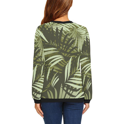 Palm Leaves Pattern Print Design PL05 Women Long Sleeve Sweatshirt-JorJune