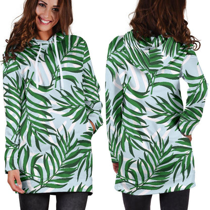 Palm Leaves Pattern Print Design PL06 Women Hoodie Dress