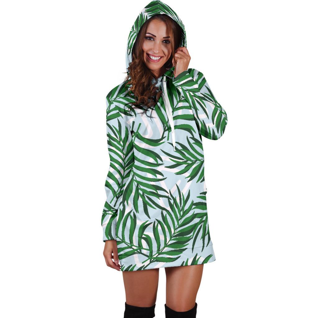Palm Leaves Pattern Print Design PL06 Women Hoodie Dress