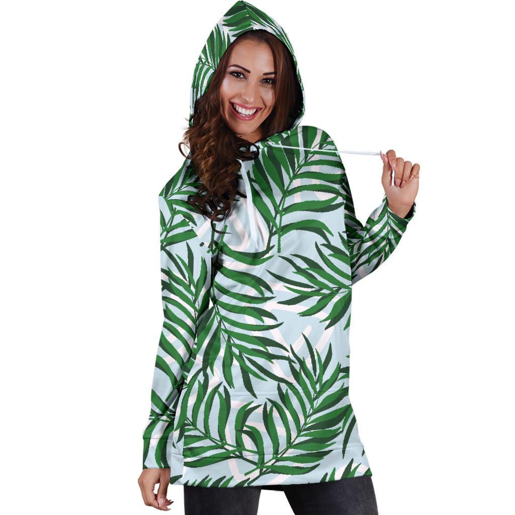 Palm Leaves Pattern Print Design PL06 Women Hoodie Dress