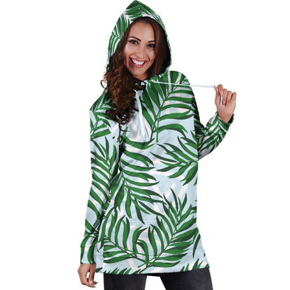 Palm Leaves Pattern Print Design PL06 Women Hoodie Dress