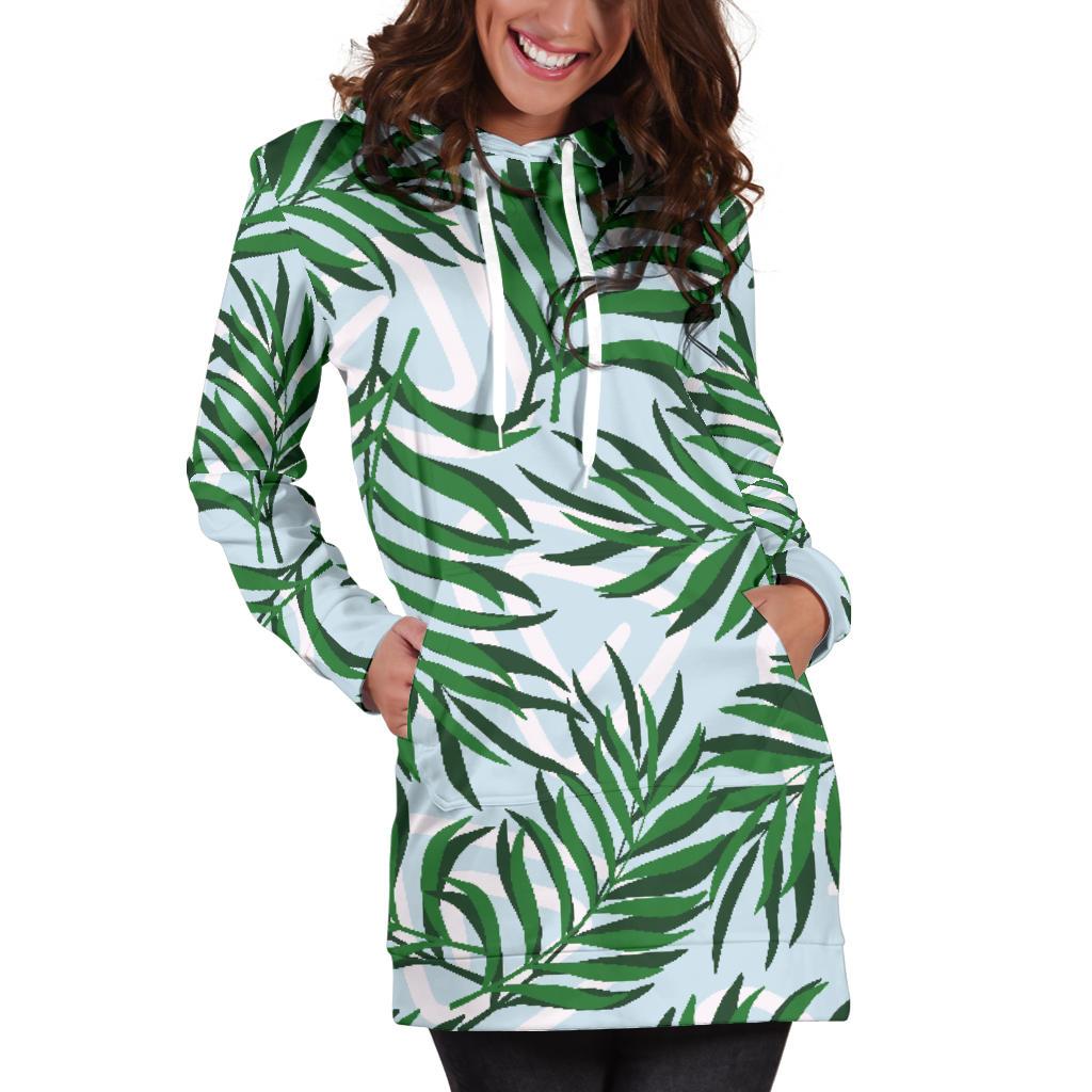 Palm Leaves Pattern Print Design PL06 Women Hoodie Dress