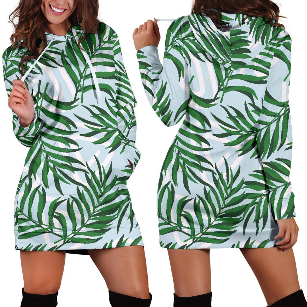 Palm Leaves Pattern Print Design PL06 Women Hoodie Dress