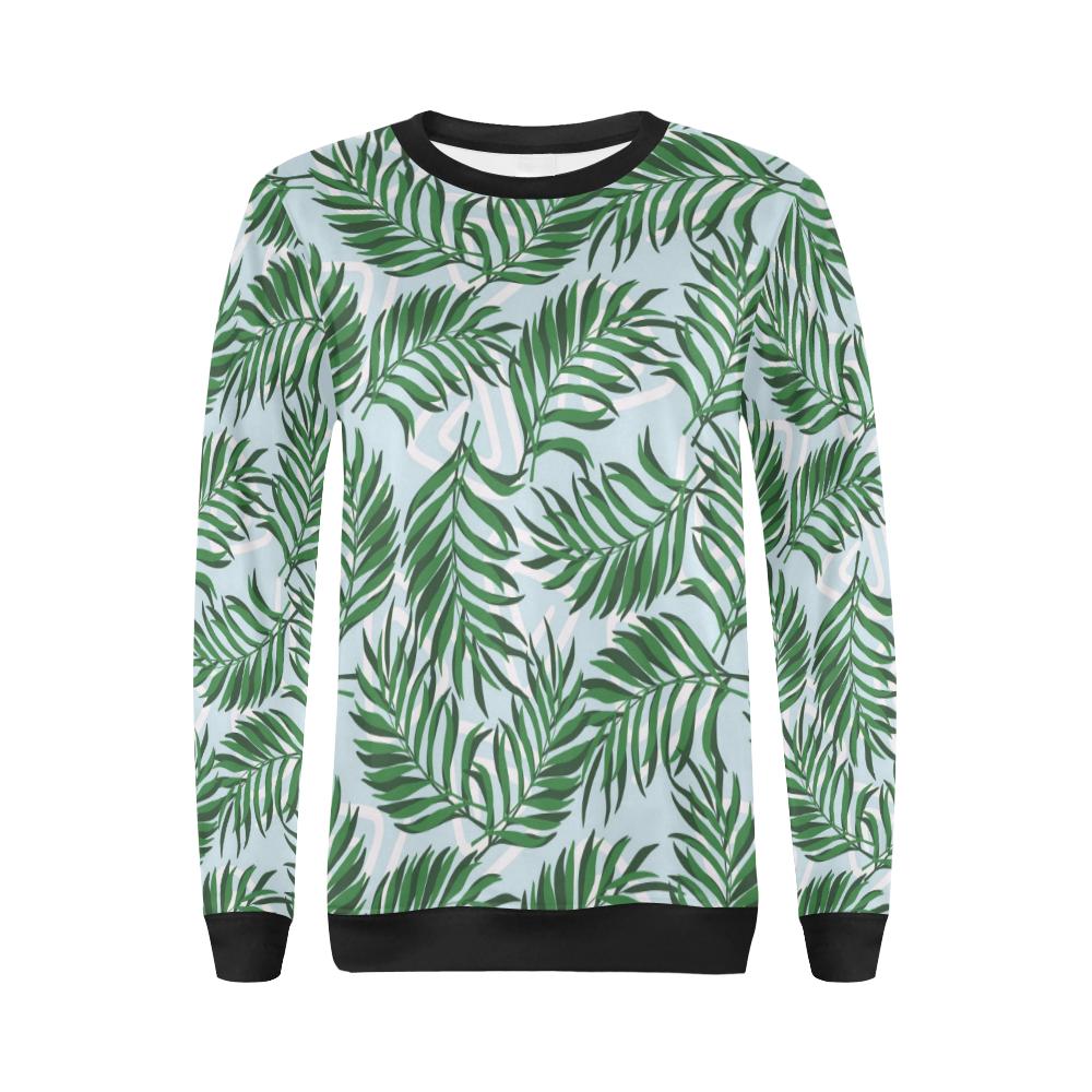 Palm Leaves Pattern Print Design PL06 Women Long Sleeve Sweatshirt-JorJune