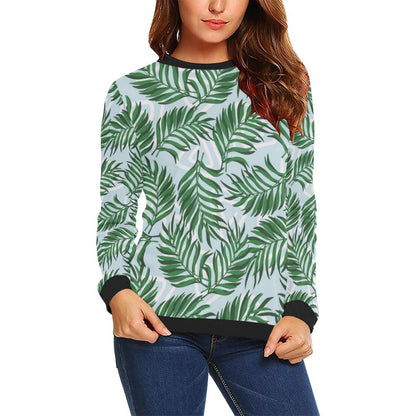 Palm Leaves Pattern Print Design PL06 Women Long Sleeve Sweatshirt-JorJune