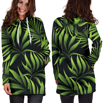 Palm Leaves Pattern Print Design PL07 Women Hoodie Dress