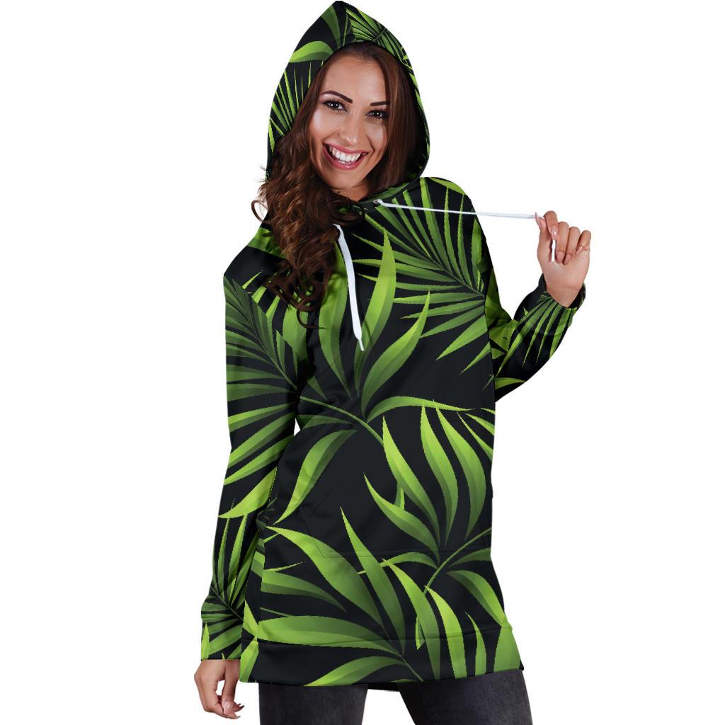 Palm Leaves Pattern Print Design PL07 Women Hoodie Dress