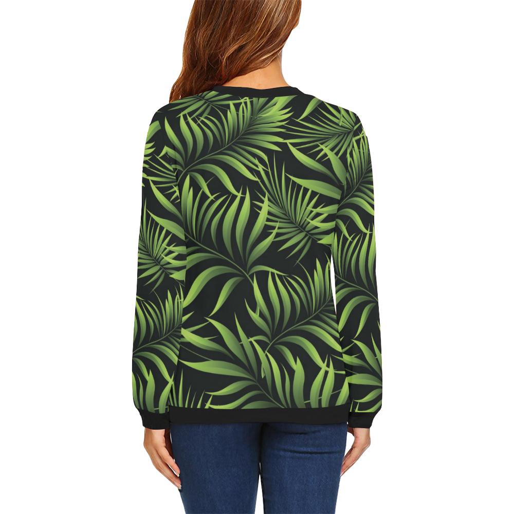 Palm Leaves Pattern Print Design PL07 Women Long Sleeve Sweatshirt-JorJune