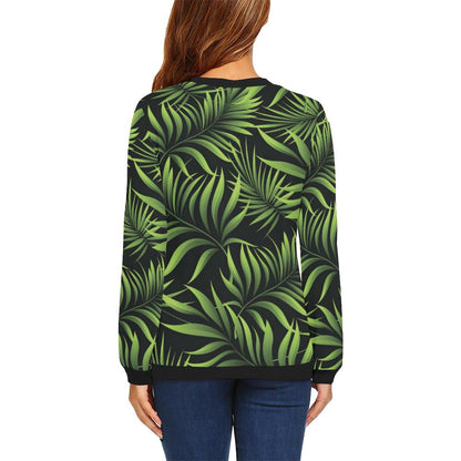 Palm Leaves Pattern Print Design PL07 Women Long Sleeve Sweatshirt-JorJune
