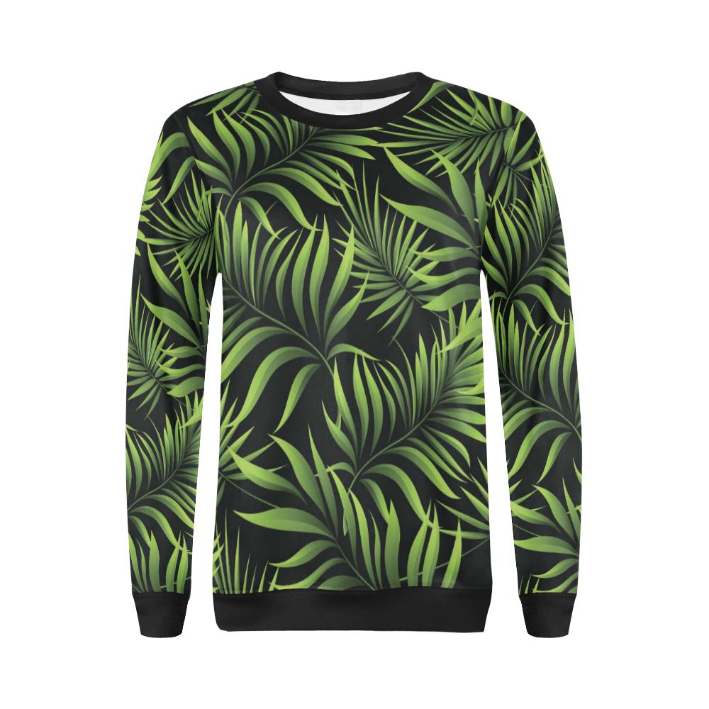 Palm Leaves Pattern Print Design PL07 Women Long Sleeve Sweatshirt-JorJune