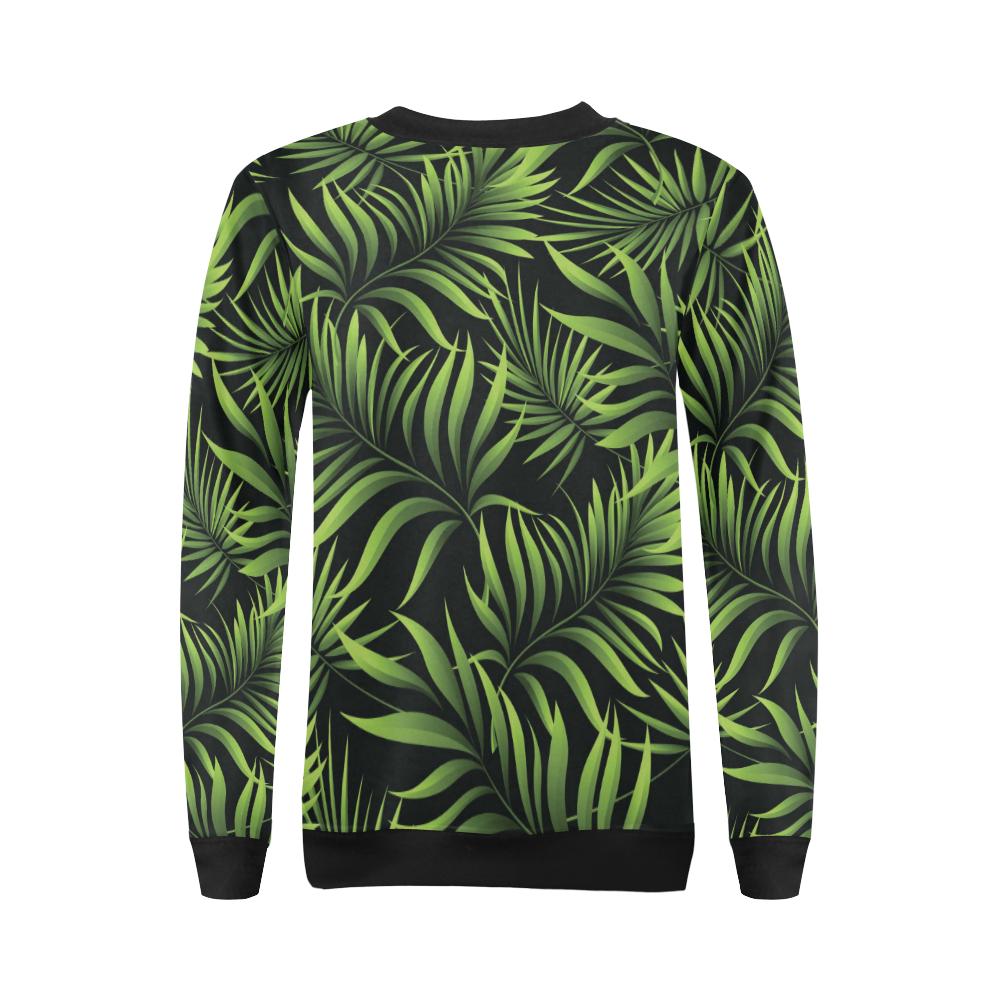 Palm Leaves Pattern Print Design PL07 Women Long Sleeve Sweatshirt-JorJune