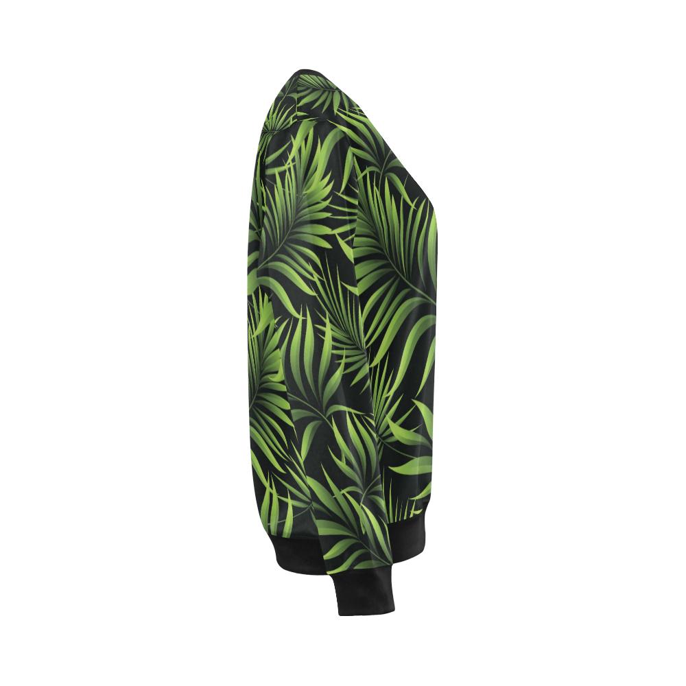 Palm Leaves Pattern Print Design PL07 Women Long Sleeve Sweatshirt-JorJune