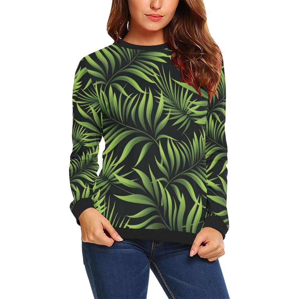 Palm Leaves Pattern Print Design PL07 Women Long Sleeve Sweatshirt-JorJune