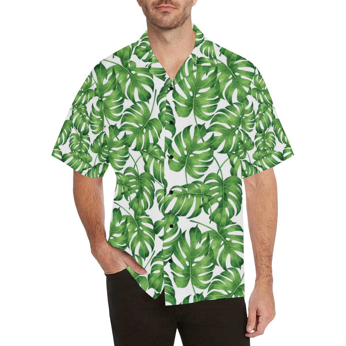 Palm Leaves Pattern Print Design PL08 Men Hawaiian Shirt-JorJune