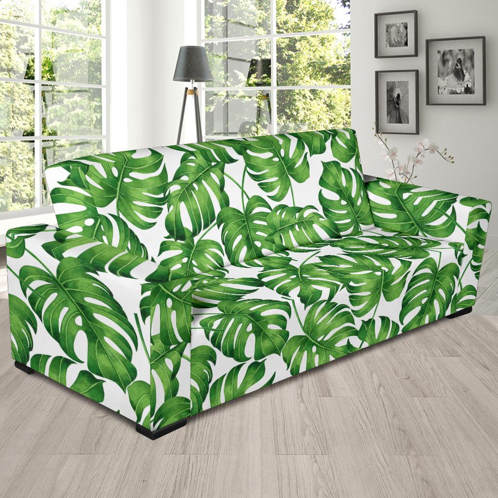 Palm Leaves Pattern Print Design PL08 Sofa Slipcover-JORJUNE.COM