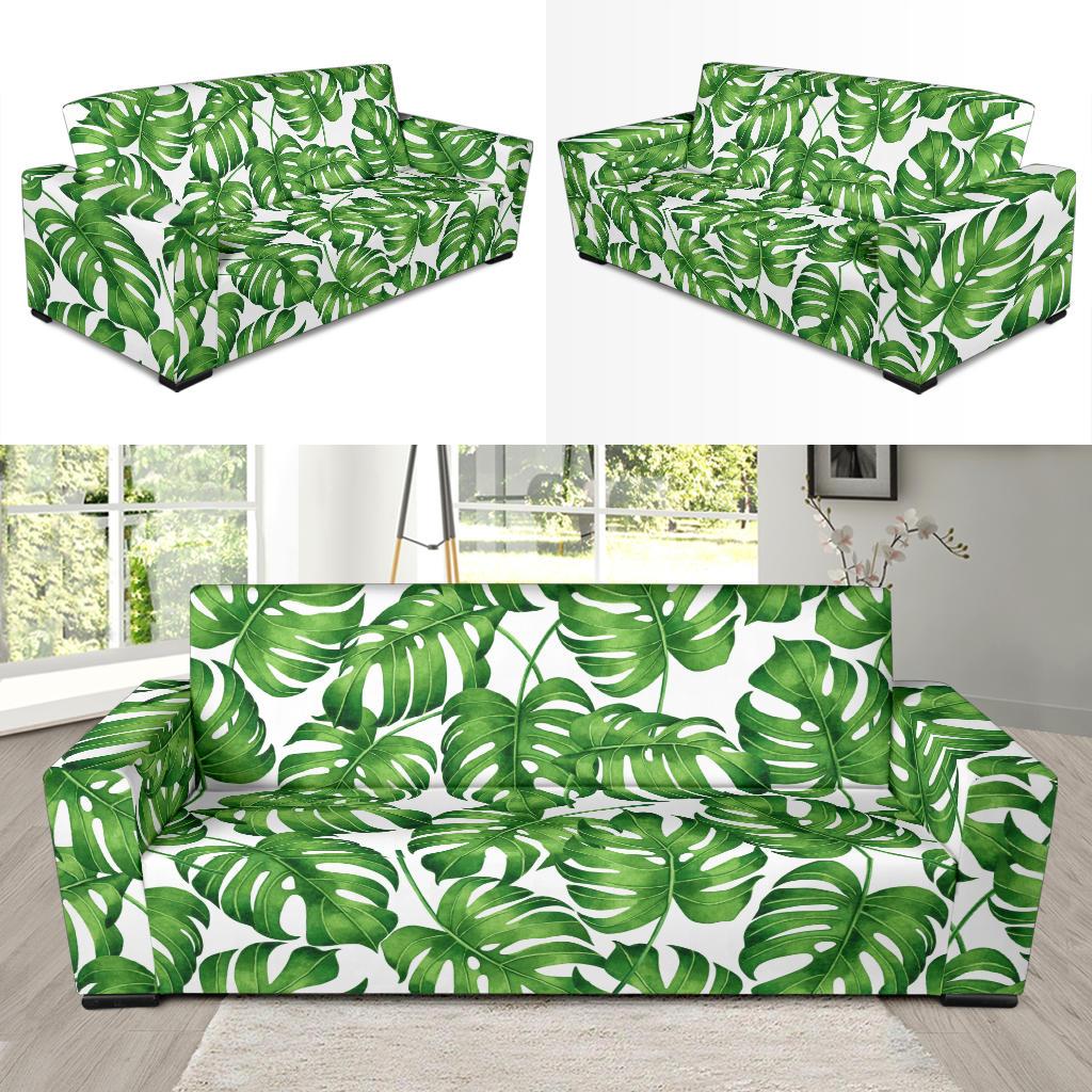 Palm Leaves Pattern Print Design PL08 Sofa Slipcover-JORJUNE.COM