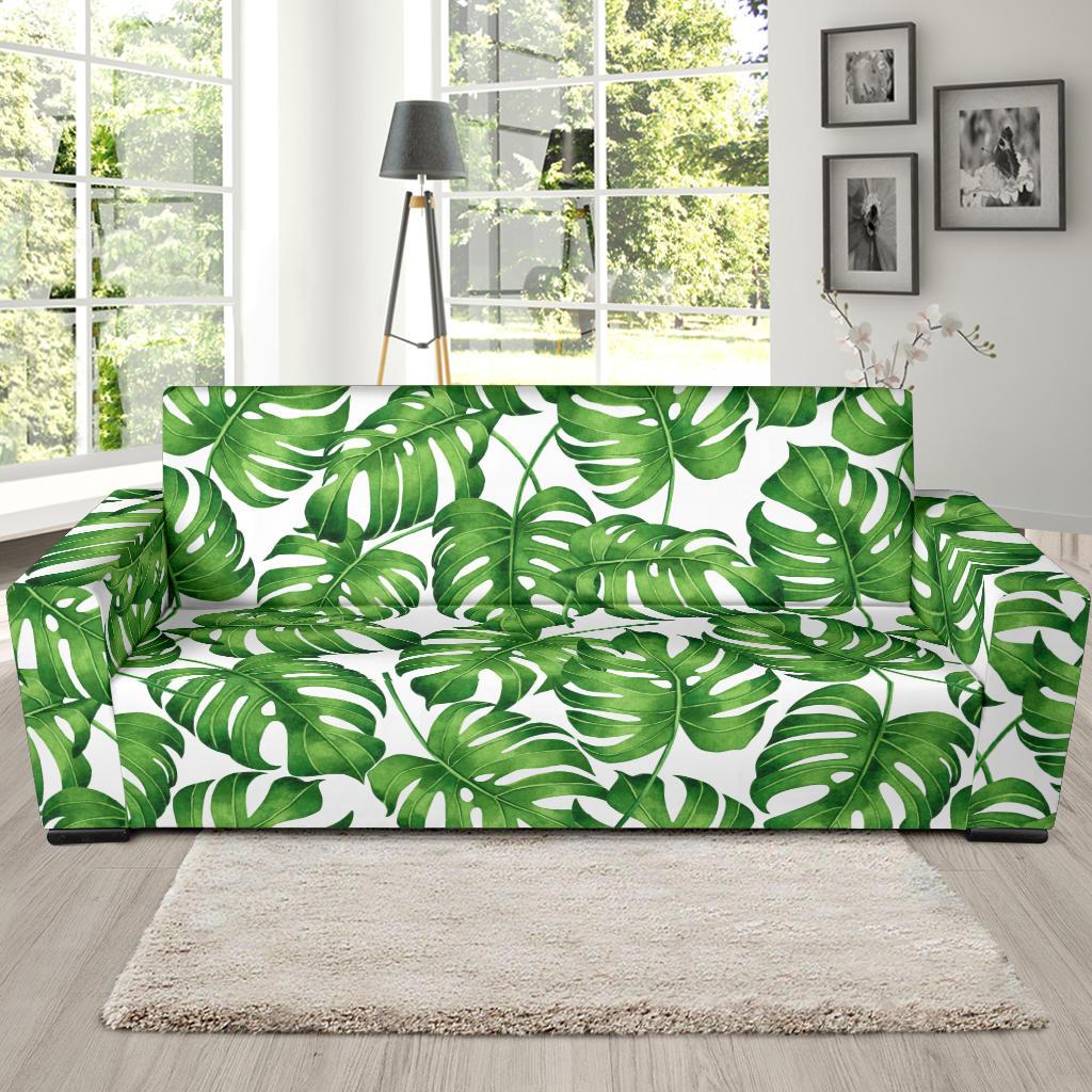 Palm Leaves Pattern Print Design PL08 Sofa Slipcover-JORJUNE.COM