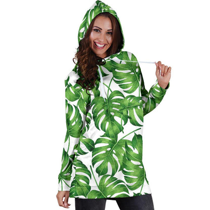 Palm Leaves Pattern Print Design PL08 Women Hoodie Dress