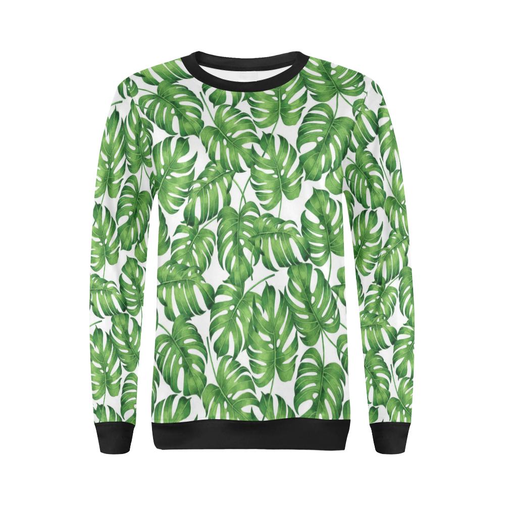 Palm Leaves Pattern Print Design PL08 Women Long Sleeve Sweatshirt-JorJune