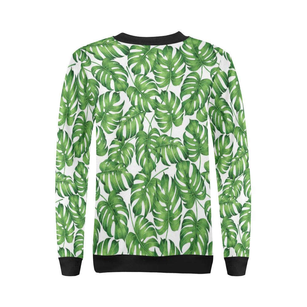 Palm Leaves Pattern Print Design PL08 Women Long Sleeve Sweatshirt-JorJune