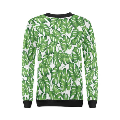 Palm Leaves Pattern Print Design PL08 Women Long Sleeve Sweatshirt-JorJune