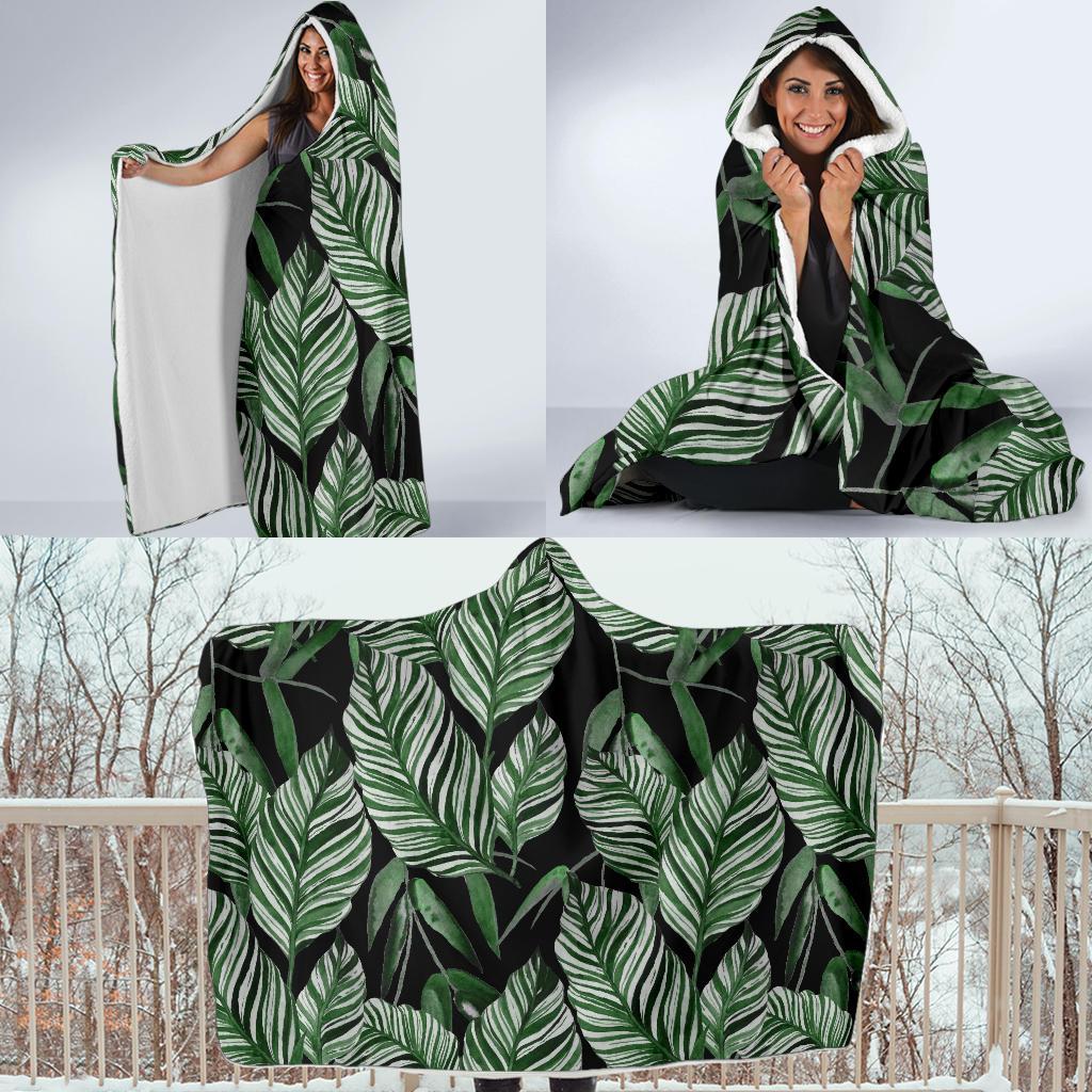Palm Leaves Pattern Print Design PL09 Hooded Blanket-JORJUNE.COM