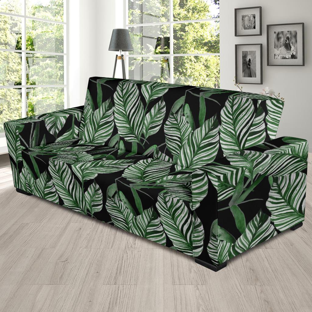 Palm Leaves Pattern Print Design PL09 Sofa Slipcover-JORJUNE.COM