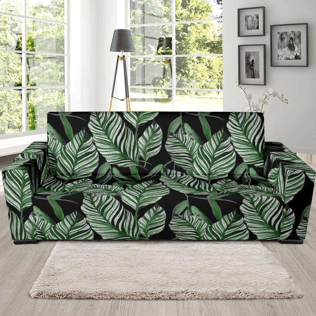 Palm Leaves Pattern Print Design PL09 Sofa Slipcover-JORJUNE.COM