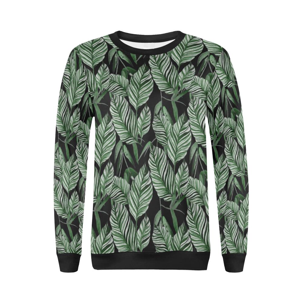 Palm Leaves Pattern Print Design PL09 Women Long Sleeve Sweatshirt-JorJune