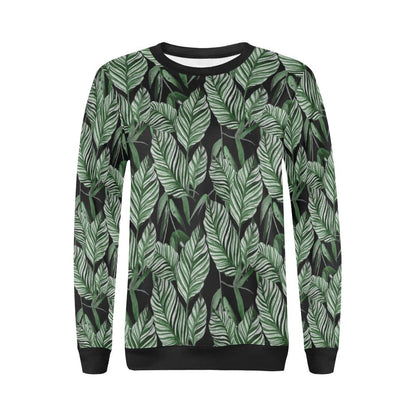 Palm Leaves Pattern Print Design PL09 Women Long Sleeve Sweatshirt-JorJune
