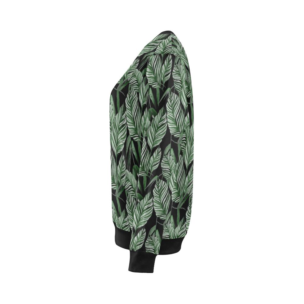 Palm Leaves Pattern Print Design PL09 Women Long Sleeve Sweatshirt-JorJune