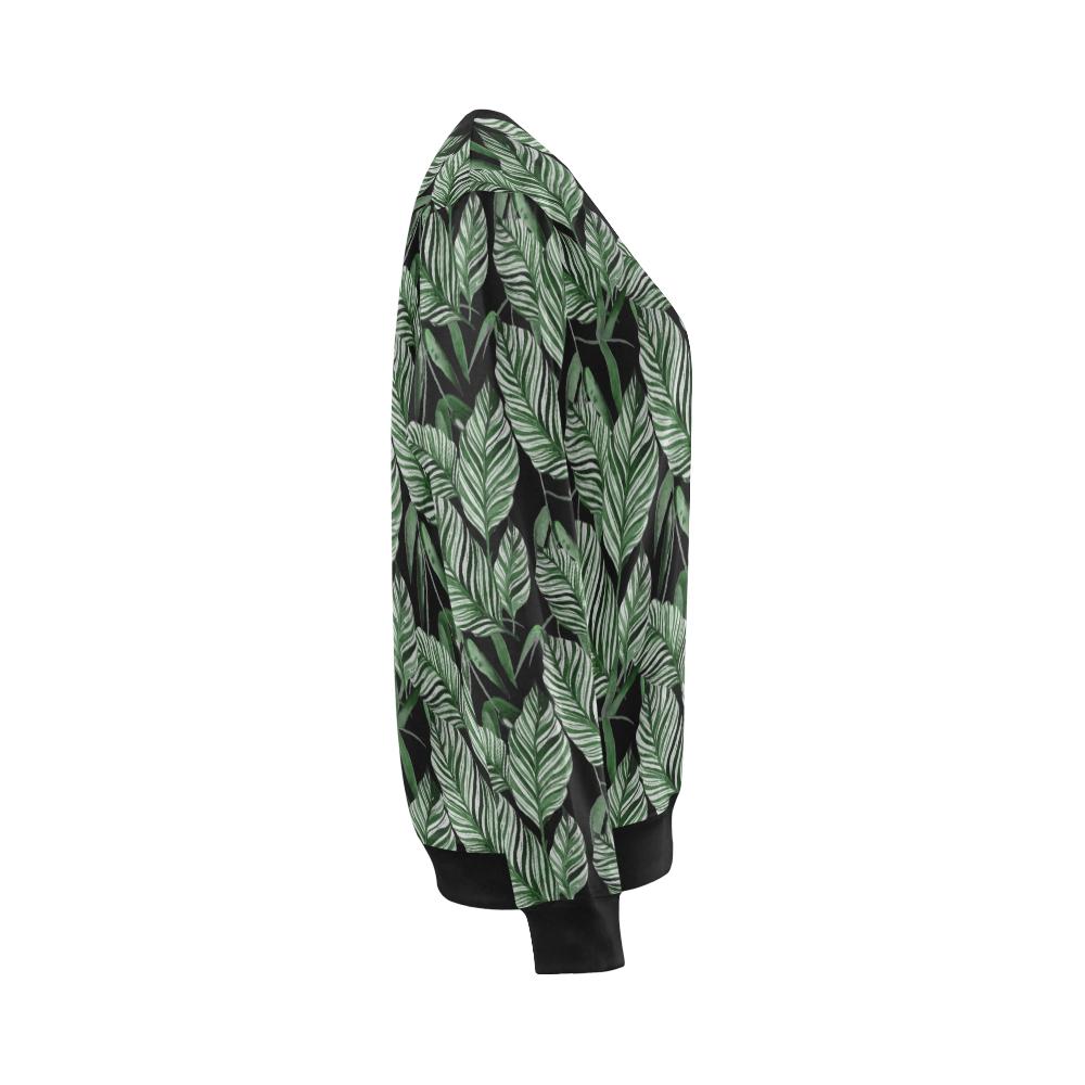 Palm Leaves Pattern Print Design PL09 Women Long Sleeve Sweatshirt-JorJune