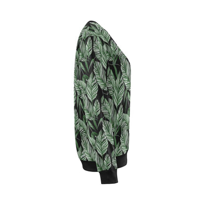 Palm Leaves Pattern Print Design PL09 Women Long Sleeve Sweatshirt-JorJune